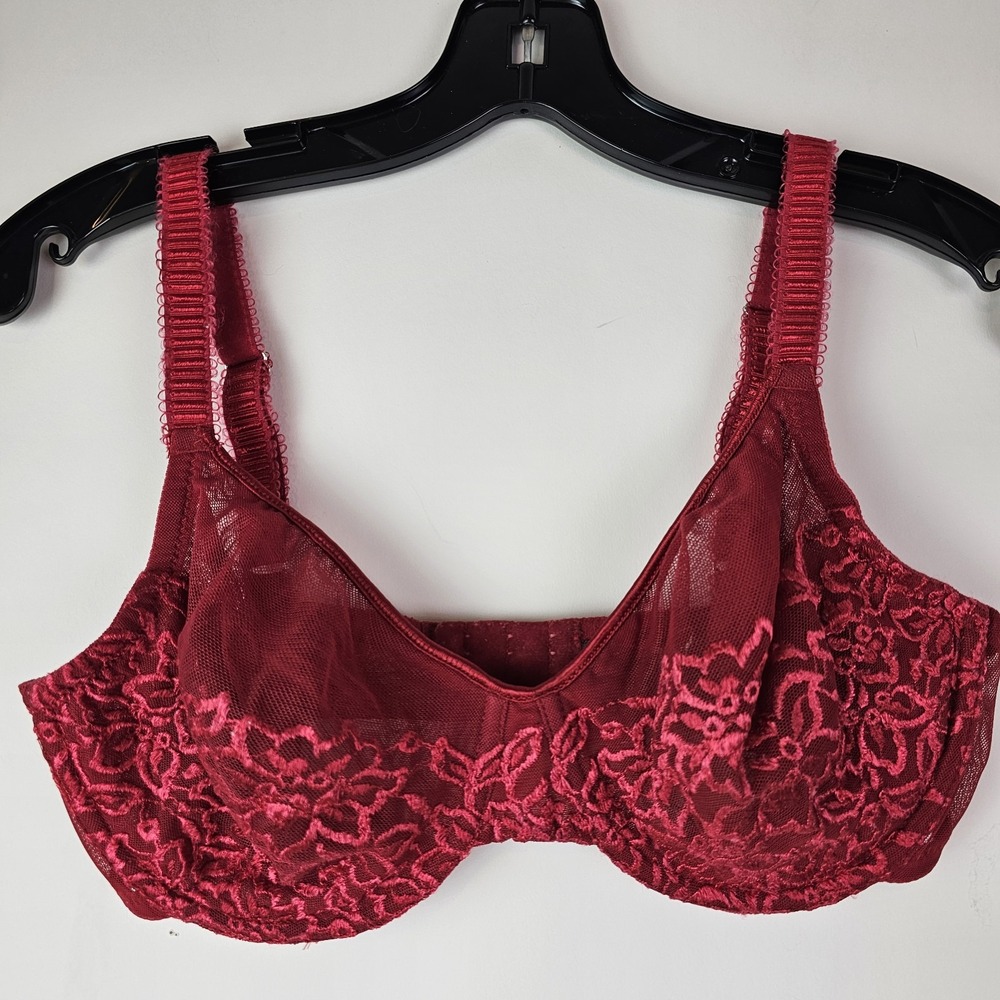 Fredericks of Hollywood 34D Red Lace Bra Underwire Sexy Lingerie Chic Valentines